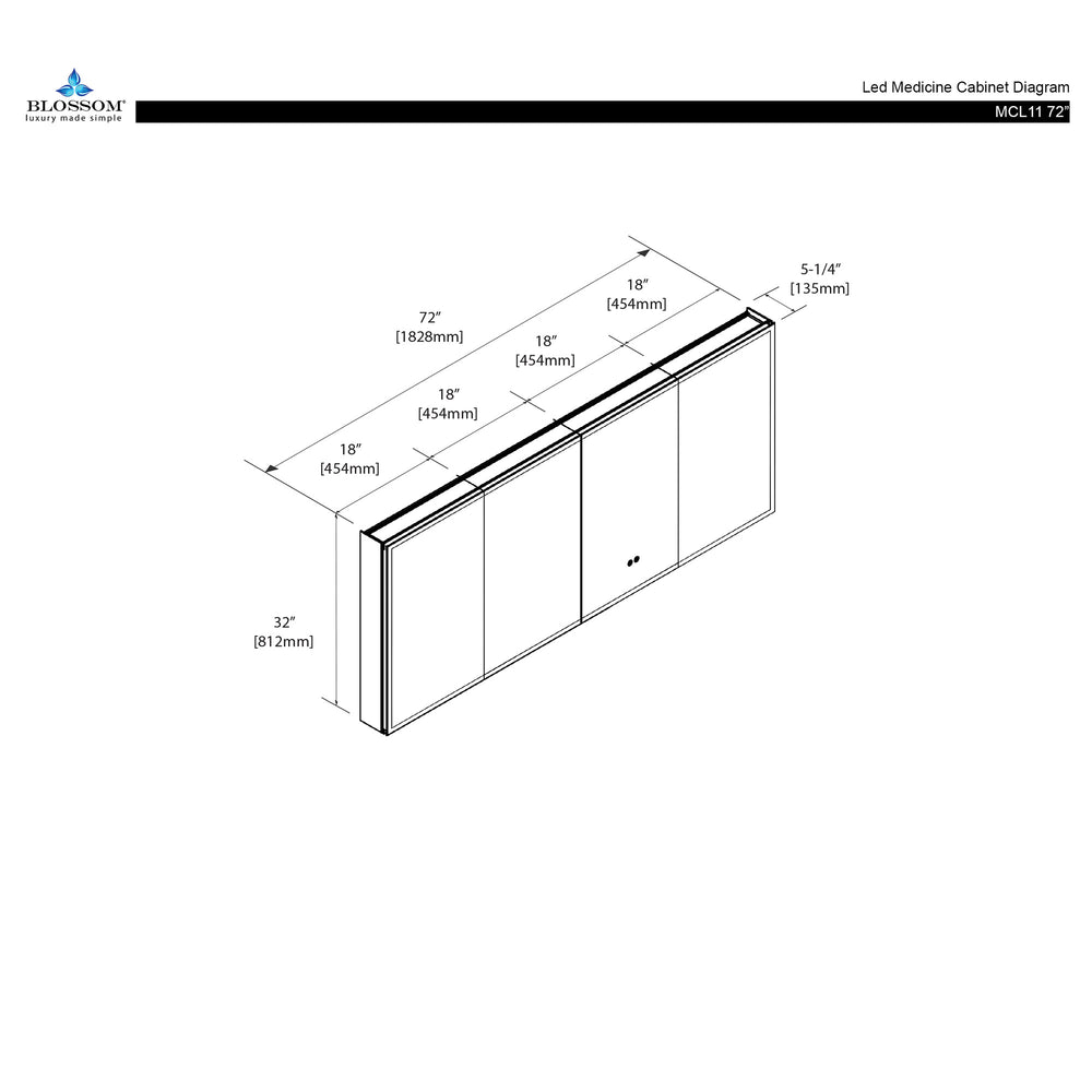 Blossom Capella 72x32 Inside LED Light on Door Medicine Cabinet