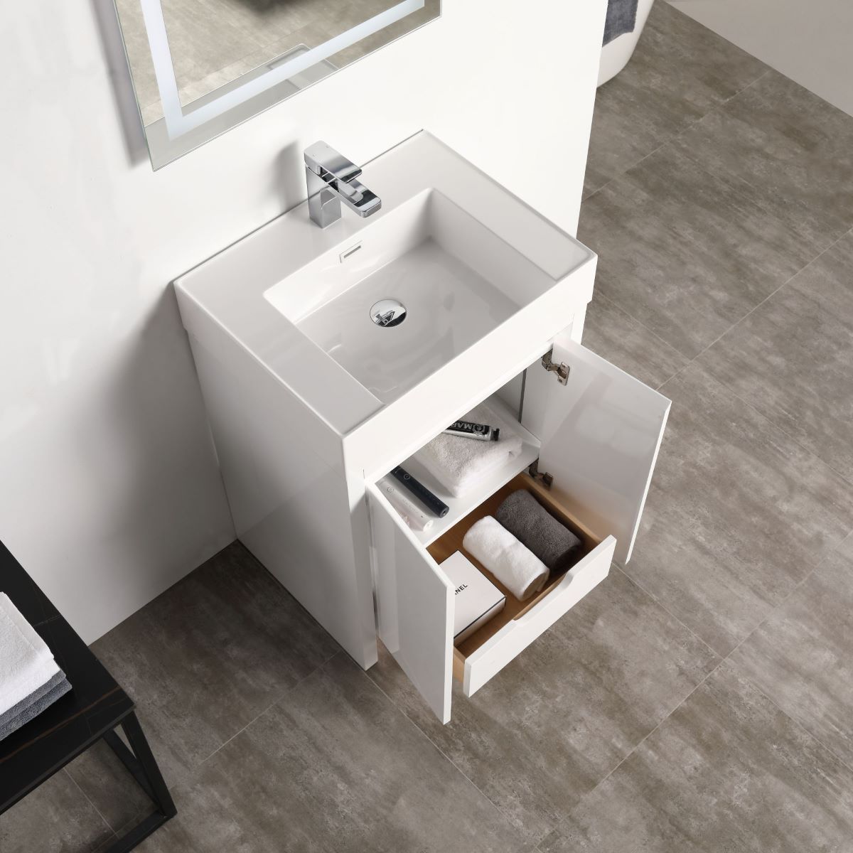 Blossom Capri 24" Glossy White Vanity With Dual LED Lights