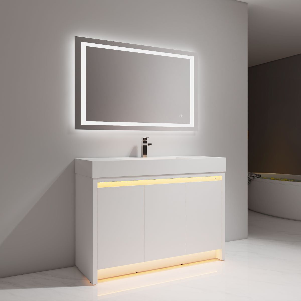 Blossom Capri 48" Glossy White Vanity With Dual LED Lights