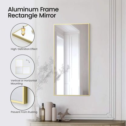 Blossom FM1 18"x36" Brush Gold Sleek Durable Metal Framed Mirror