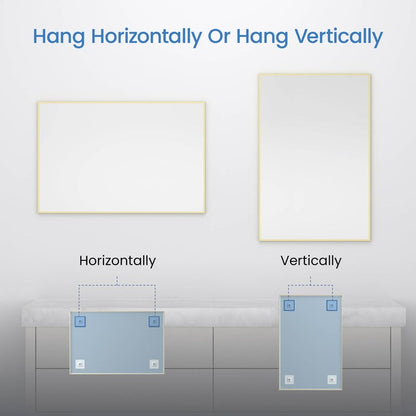 Blossom FM1 18"x36" Brush Gold Sleek Durable Metal Framed Mirror