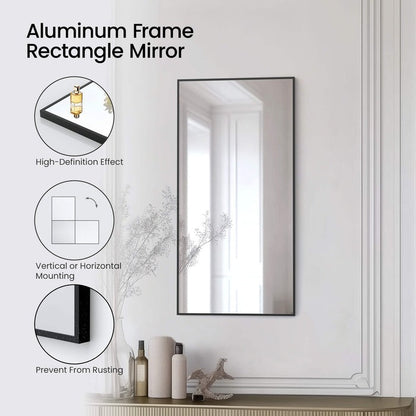 Blossom FM1 18"x36" Matte Black Rectangular Sleek Durable Metal Framed Mirror