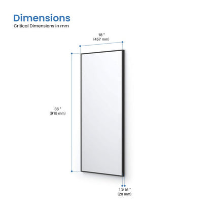 Blossom FM1 18"x36" Matte Black Rectangular Sleek Durable Metal Framed Mirror