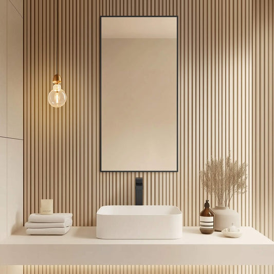 Blossom FM1 18"x36" Matte Black Rectangular Sleek Durable Metal Framed Mirror