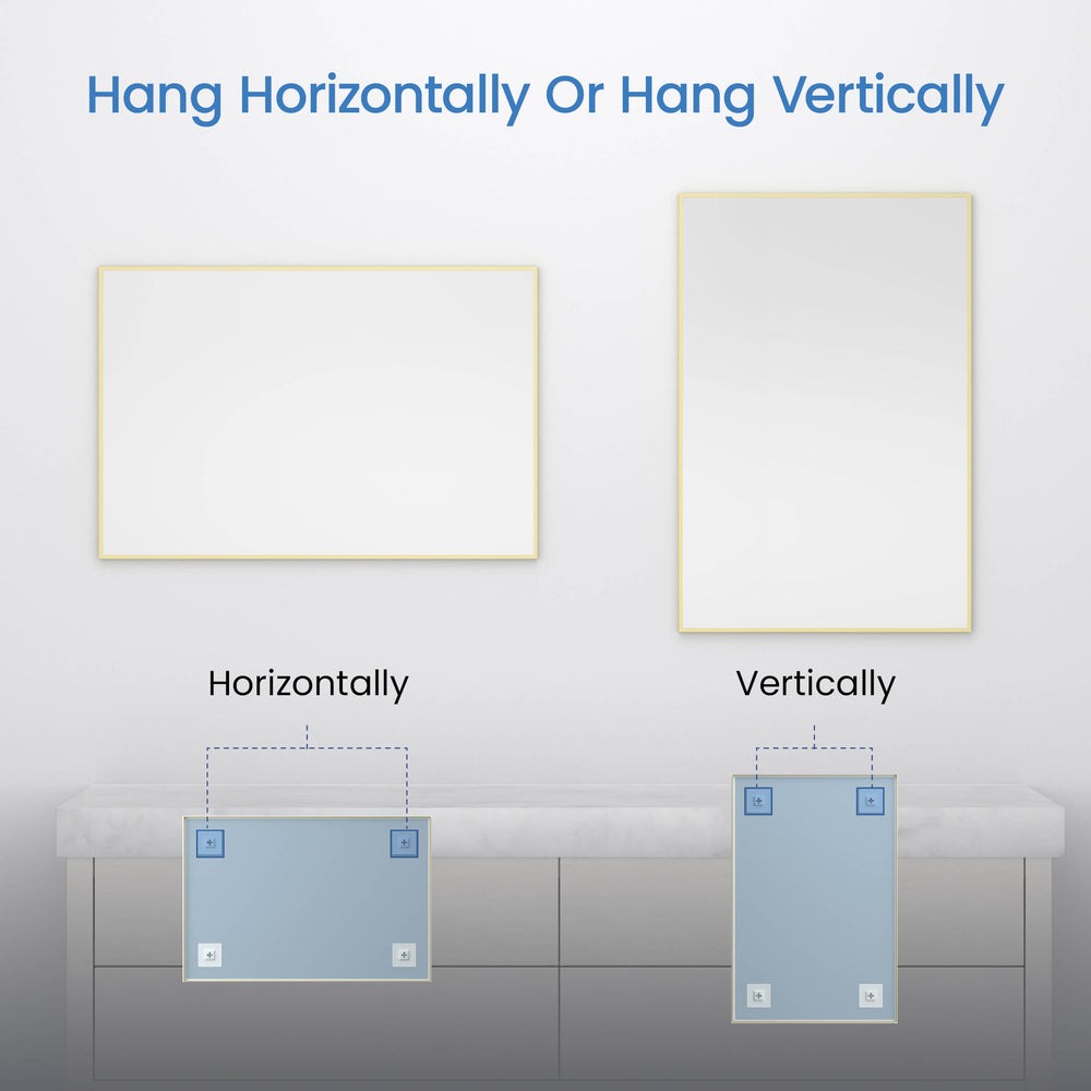 Blossom FM1 24"x36" Brush Gold Rectangular Sleek Durable Metal Framed Mirror