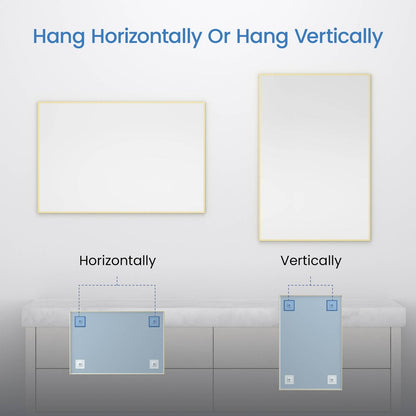 Blossom FM1 24"x36" Brush Gold Rectangular Sleek Durable Metal Framed Mirror