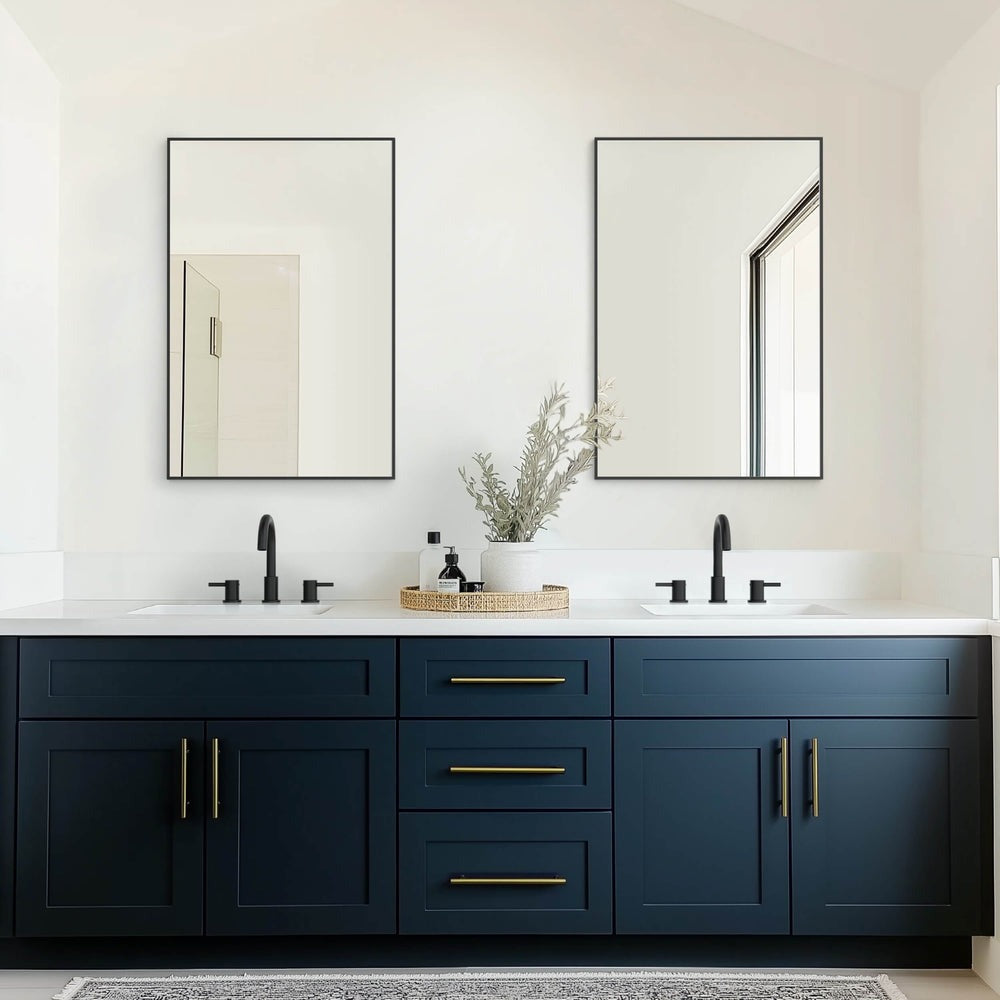 Blossom FM1 24"x36" Matte Black Rectangular Sleek Durable Metal Framed Mirror