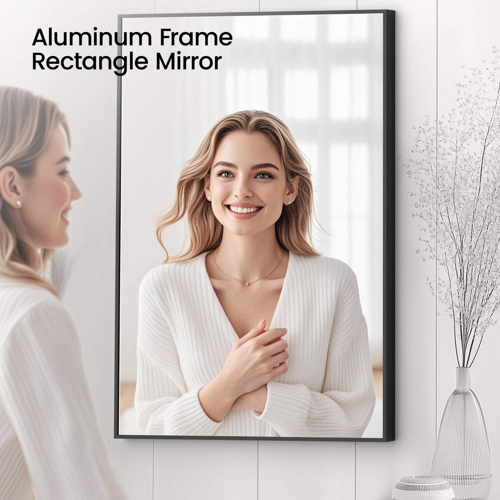 Blossom FM1 24"x36" Matte Black Rectangular Sleek Durable Metal Framed Mirror