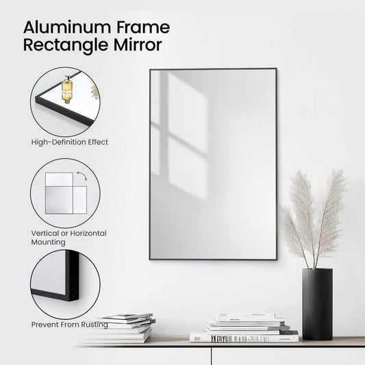 Blossom FM1 24"x36" Matte Black Rectangular Sleek Durable Metal Framed Mirror