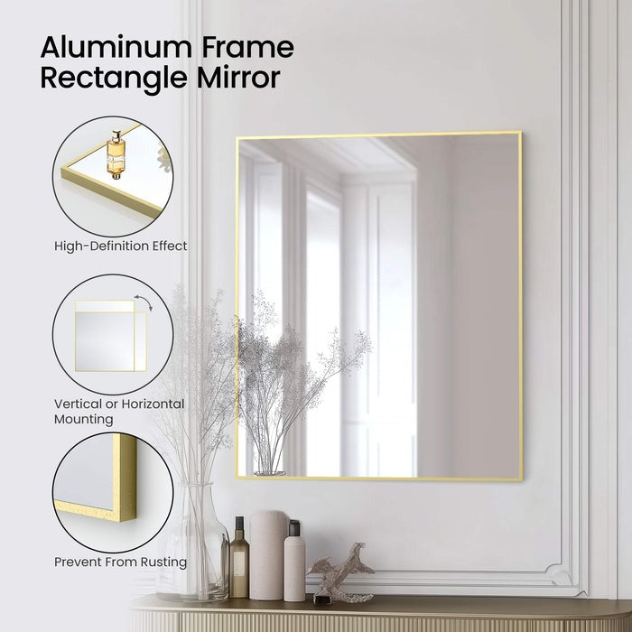 Blossom FM1 30"x36" Brush Gold Rectangular Sleek Durable Metal Framed Mirror