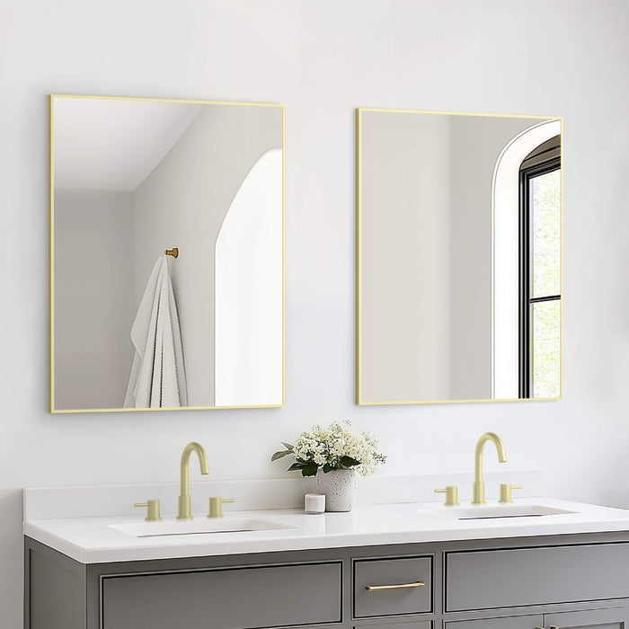 Blossom FM1 30"x36" Brush Gold Rectangular Sleek Durable Metal Framed Mirror