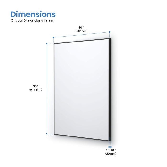 Blossom FM1 30"x36" Matte Black Rectangular Sleek Durable Metal Framed Mirror