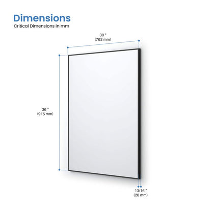 Blossom FM1 30"x36" Matte Black Rectangular Sleek Durable Metal Framed Mirror
