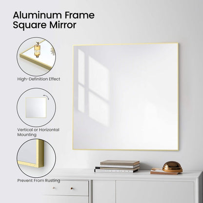 Blossom FM1 36"x36" Brush Gold Rectangular Sleek Durable Metal Framed Mirror