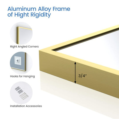 Blossom FM1 36"x36" Brush Gold Rectangular Sleek Durable Metal Framed Mirror