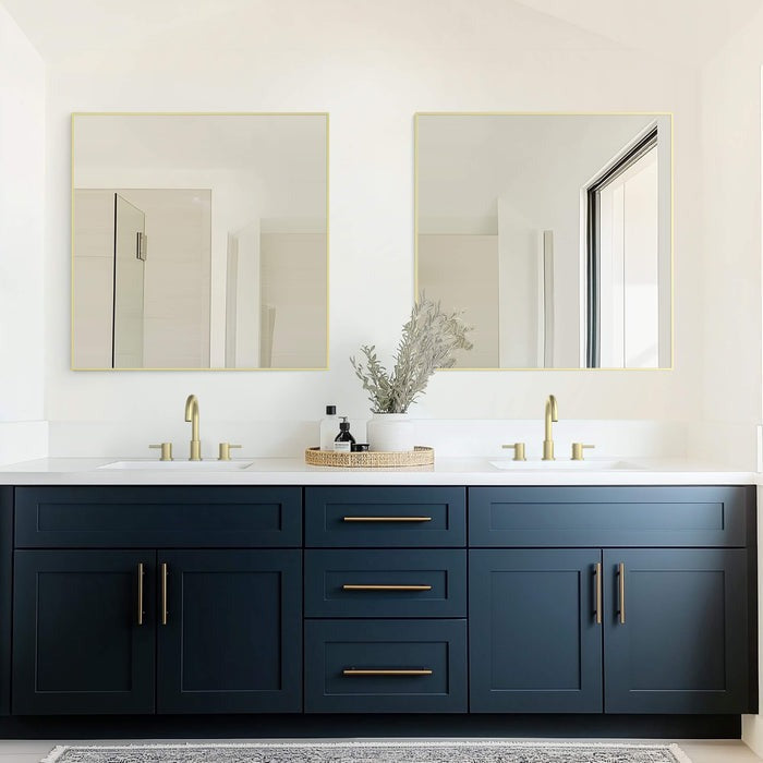 Blossom FM1 36"x36" Brush Gold Rectangular Sleek Durable Metal Framed Mirror