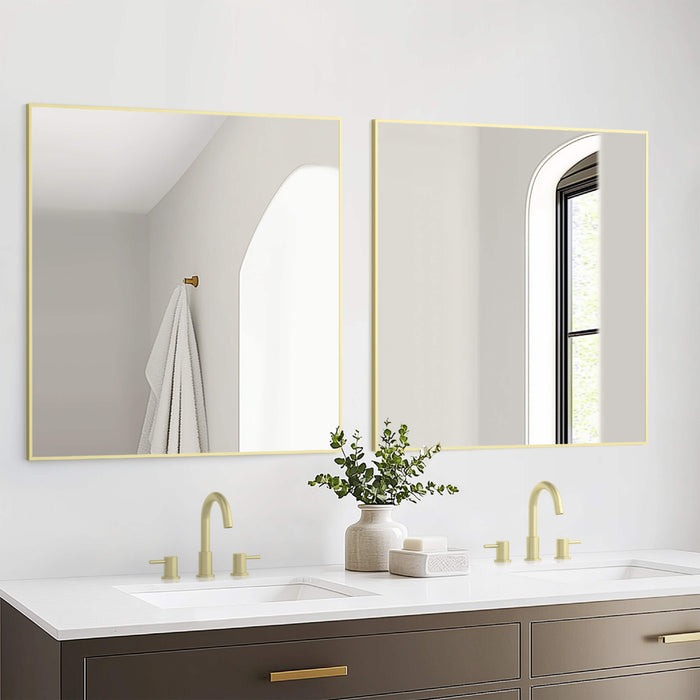 Blossom FM1 36"x36" Brush Gold Rectangular Sleek Durable Metal Framed Mirror