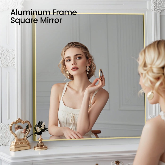 Blossom FM1 36"x36" Brush Gold Rectangular Sleek Durable Metal Framed Mirror