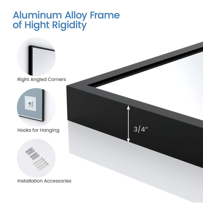 Blossom FM1 36"x36" Matte Black Rectangular Sleek Durable Metal Framed Mirror