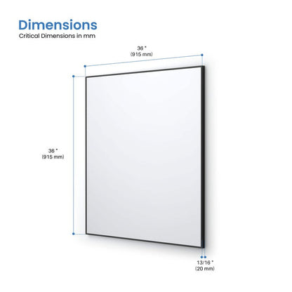 Blossom FM1 36"x36" Matte Black Rectangular Sleek Durable Metal Framed Mirror