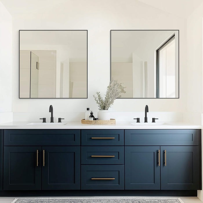 Blossom FM1 36"x36" Matte Black Rectangular Sleek Durable Metal Framed Mirror