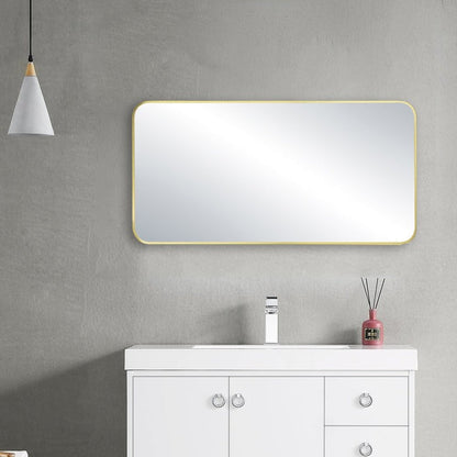 Blossom FM2 18"x36" Brush Gold Square Sleek Durable Metal Framed Mirror