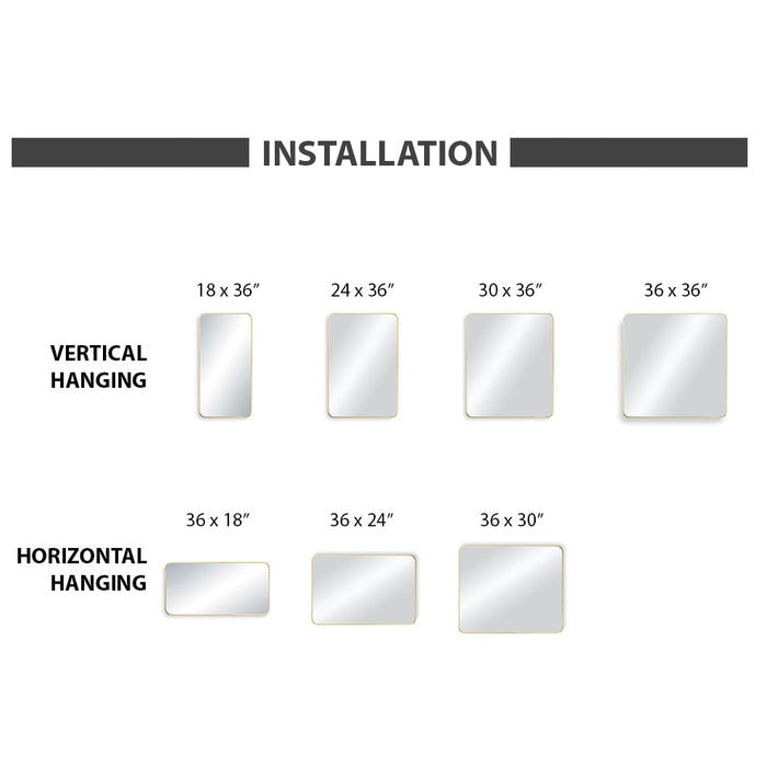 Blossom FM2 24"x36" Brush Gold Square Sleek Durable Metal Framed Mirror430387003629