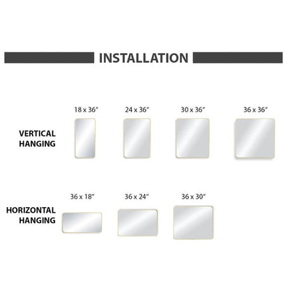 Blossom FM2 24"x36" Brush Gold Square Sleek Durable Metal Framed Mirror430387003629