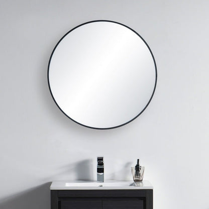 Blossom FM3 24" Matte Black Round Sleek Durable Metal Framed Mirror