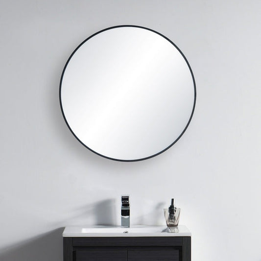 Blossom FM3 28" Matte Black Round Sleek Durable Metal Framed Mirror