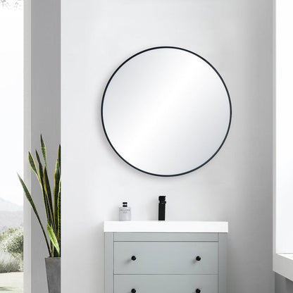 Blossom FM3 32" Matte Black Round Sleek Durable Metal Framed Mirror