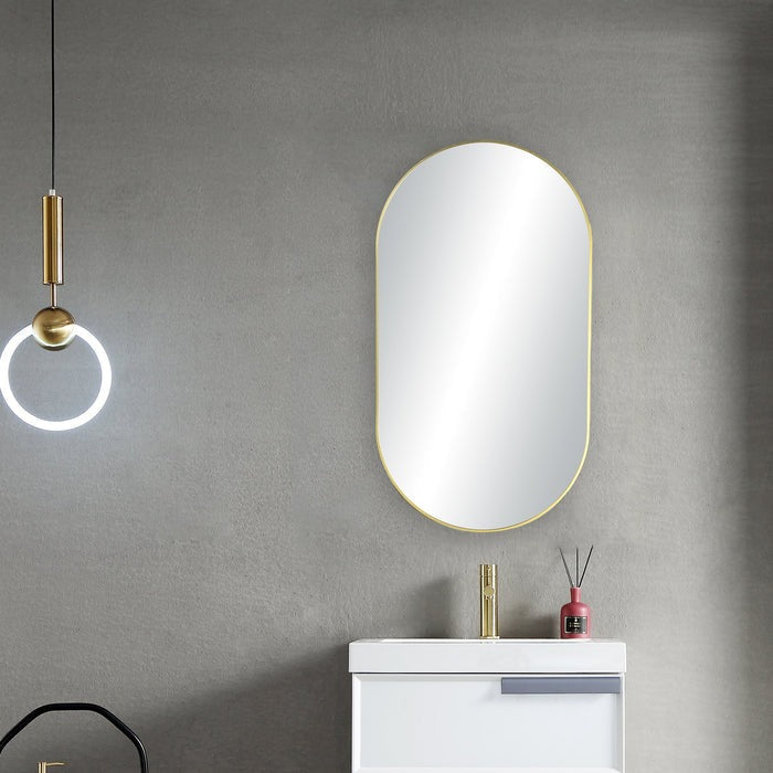 Blossom FM4 20" x 36" Brush Gold Oval Sleek Durable Metal Framed Mirror