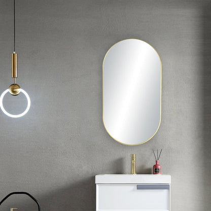 Blossom FM4 20" x 36" Brush Gold Oval Sleek Durable Metal Framed Mirror