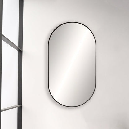 Blossom FM4 20" x 36" Matte Black Oval Sleek Durable Metal Framed Mirror