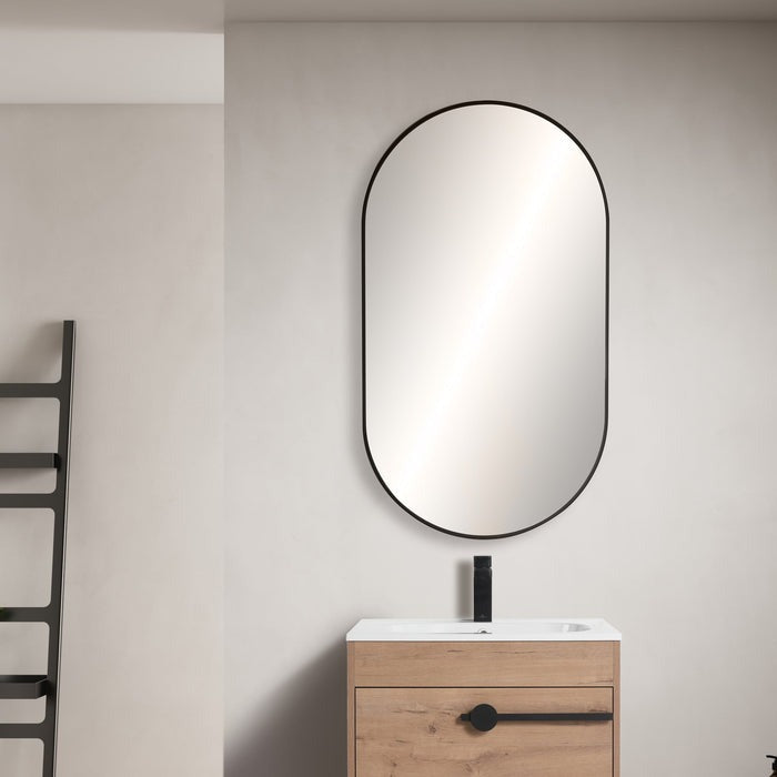 Blossom FM4 24" x 44" Matte Black Oval Sleek Durable Metal Framed Mirror