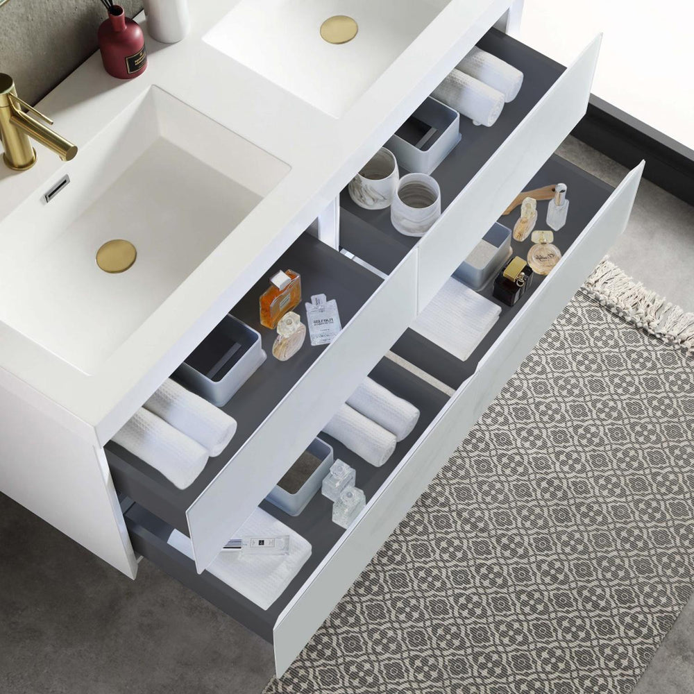 Blossom Jena 60" 4-Drawer Light Grey Wall-Mounted Vanity Base