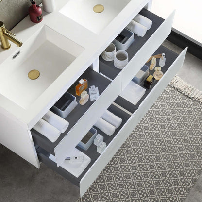 Blossom Jena 60" 4-Drawer Light Grey Wall-Mounted Vanity Base