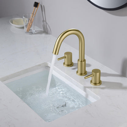 Blossom KBF1016 10" x 15" Brush Gold Two Handle Design Wide Spread Bathroom Sink Faucet