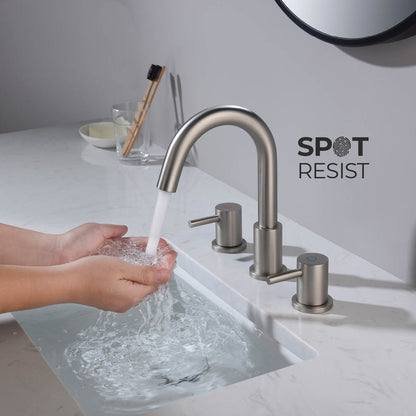 Blossom KBF1016 10" x 15" Brush Nickel Two Handle Design Wide Spread Bathroom Sink Faucet