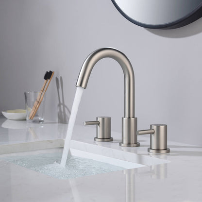 Blossom KBF1016 10" x 15" Brush Nickel Two Handle Design Wide Spread Bathroom Sink Faucet