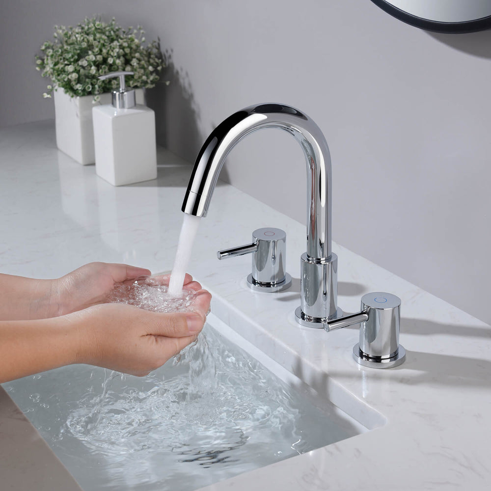Blossom KBF1016 10" x 15" Chrome Two Handle Design Wide Spread Bathroom Sink Faucet