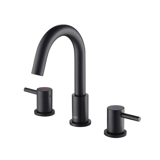 Blossom KBF1016 10" x 15" Matte Black Two Handle Design Wide Spread Bathroom Sink Faucet