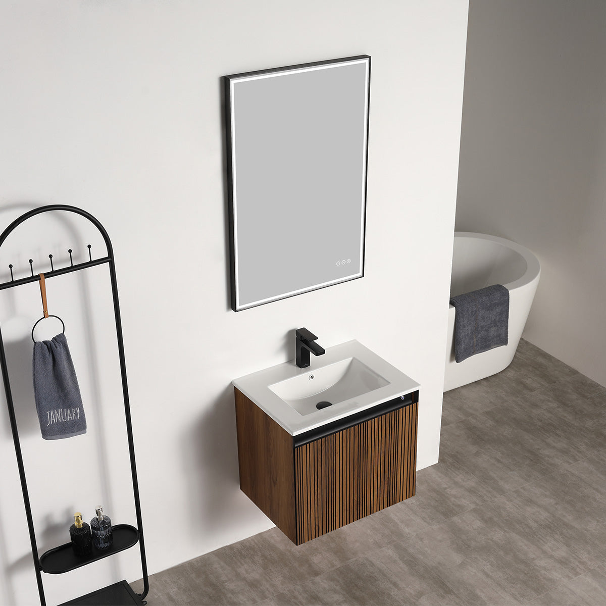 Blossom Lille 24" Brown Walnut Strip Single Vanity