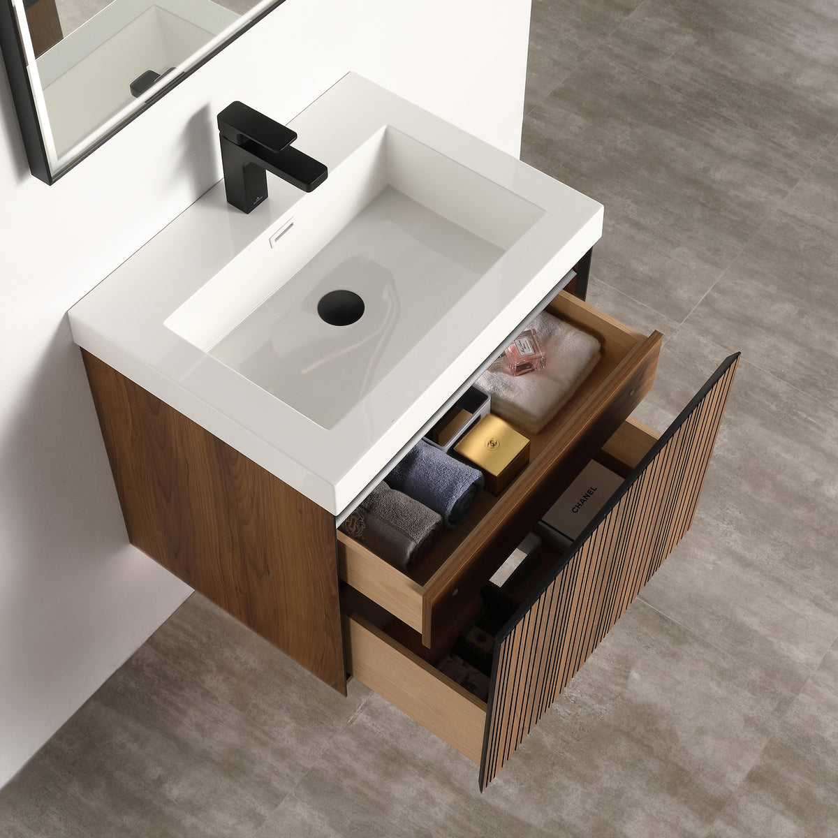Blossom Lille 24" Brown Walnut Strip Single Vanity