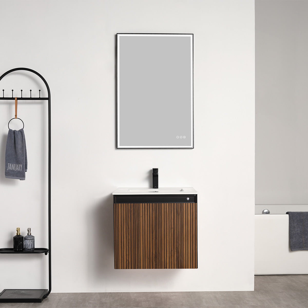 Blossom Lille 24" Brown Walnut Strip Single Vanity