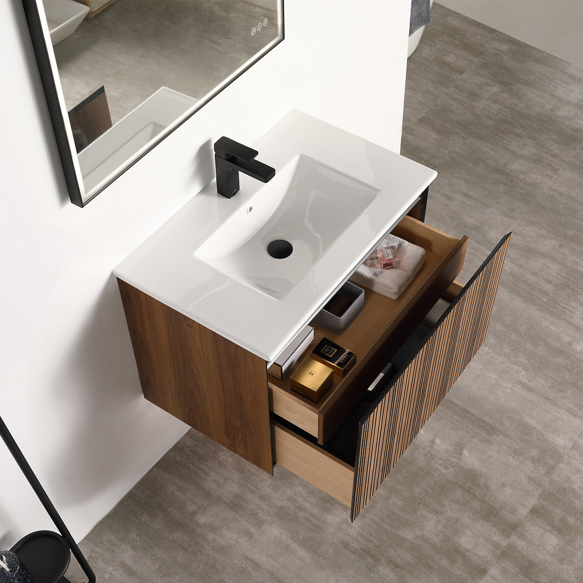 Blossom Lille 30" Brown Walnut Strip Single Vanity