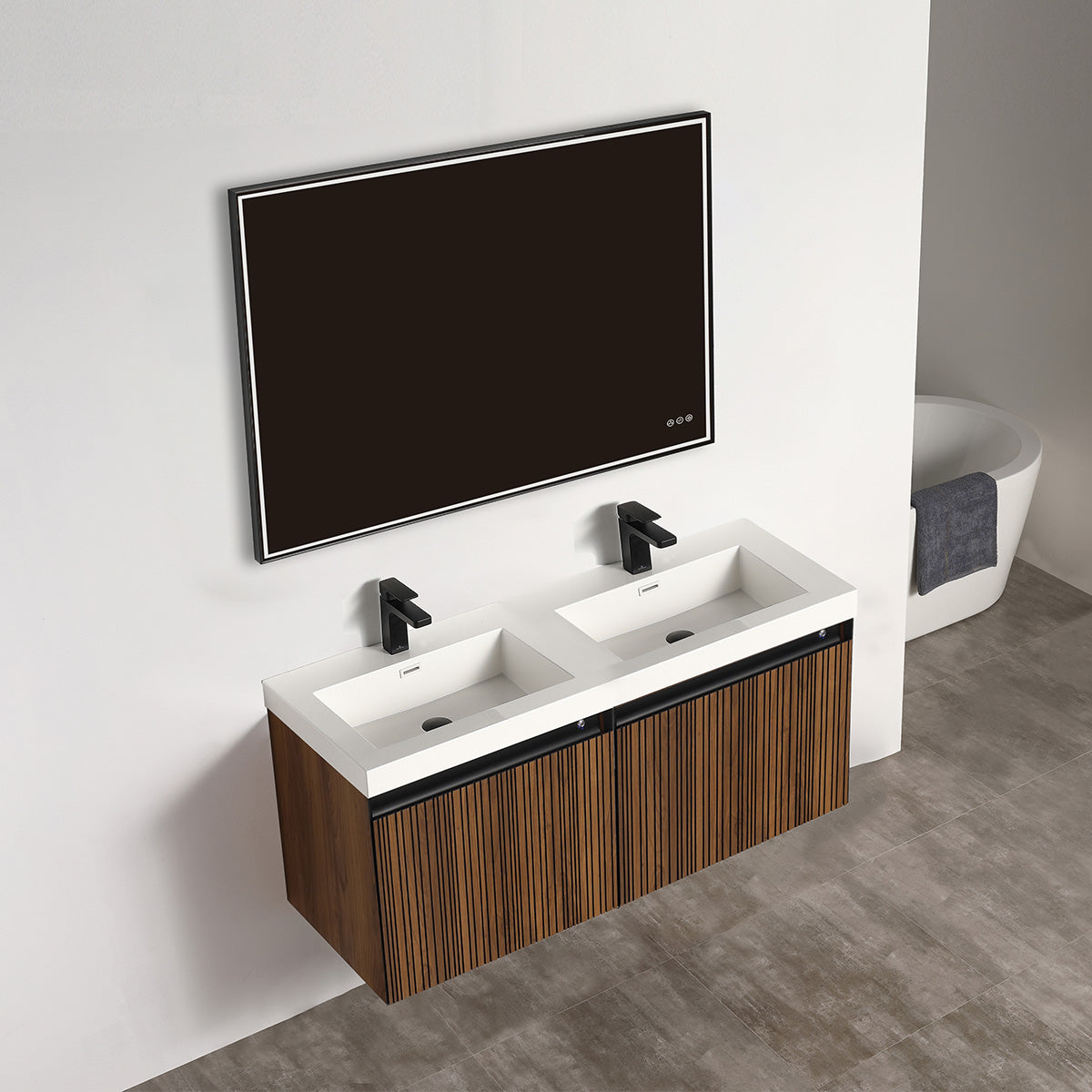 Blossom Lille 48" Brown Walnut Strip Double Vanity