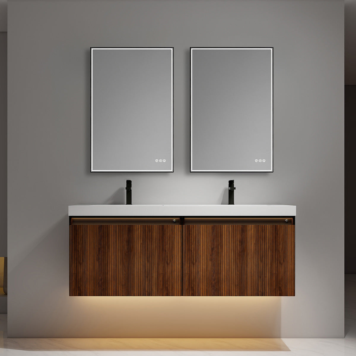 Blossom Lille 60" Brown Walnut Strip Double Vanity