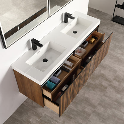 Blossom Lille 72" Brown Walnut Strip Double Vanity