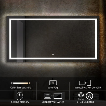 Blossom Lyra 60" x 30" Wall-Mounted Rectangle LED Mirror